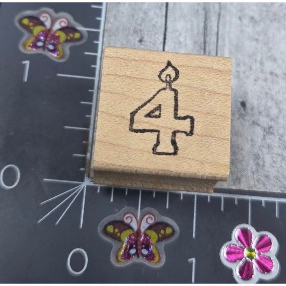 Northwoods Number 4 Candle Birthday Rubber Stamp Wood #S40